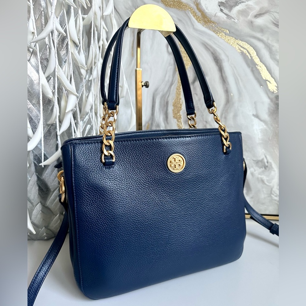 EUC TORY BURCH RARE MASON TRIPLE-COMPARTMENT SATCHEL with COA - Picture 3 of 15